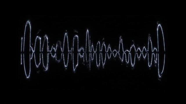 Abstract Audio Waveform on Black Background Visualizing Sound Frequencies and Digital Data