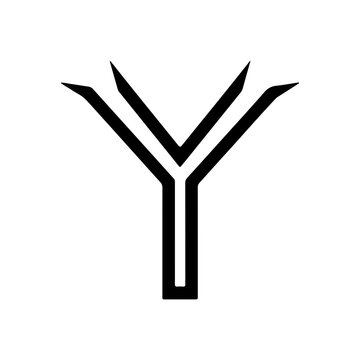 Clean letter Y logo with split arms in elegant minimalist branding style Vector illustration