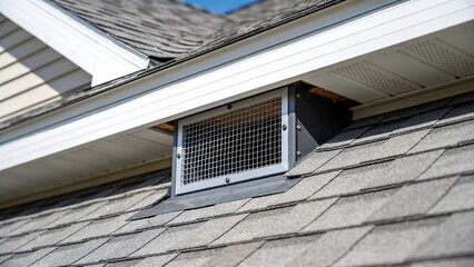 Residential Roof Gable Vent with Protective Wire Mesh © Firhan