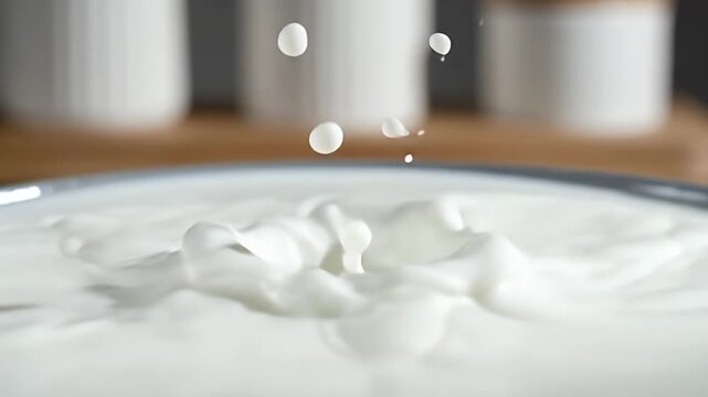 Close-up view of a smooth white plate with softly blurred kitchenware in the background