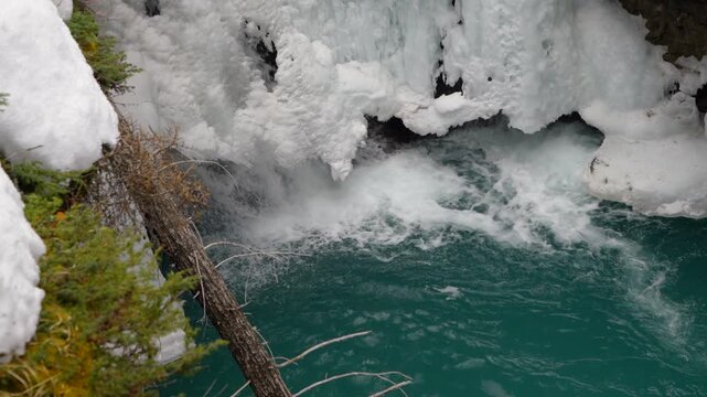 Icefalls in Johnston Canyon of Banff National Park

