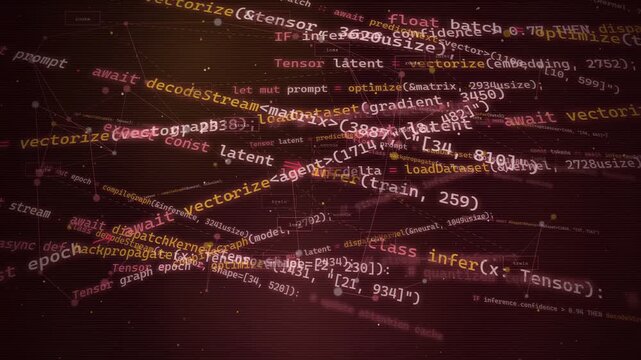 AI Neural Network Code and Data Visualization Background