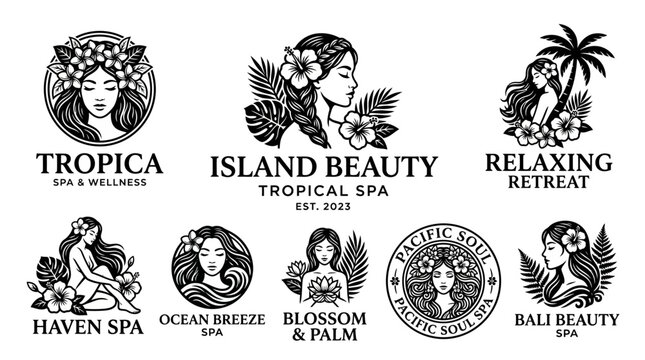 Spa and wellness logos and labels.