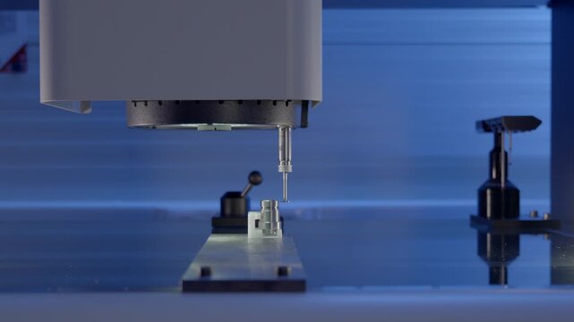 High-precision SmartScope inspection process measuring a CNC machined mechanical component for industrial quality control.