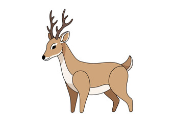 Obraz premium Cute cartoon deer illustration with antlers.
