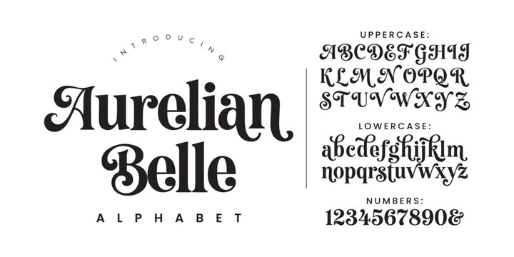 Aurelian Belle elegant vintage serif font vector for wedding invitation luxury cosmetics brand logo