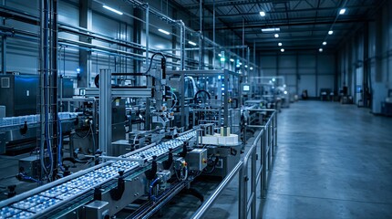 Obraz premium Automated production line for vaccine packaging in a modern facility