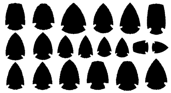 Ancient Arrowheads Collection - Primitive Stone Weapon Silhouettes