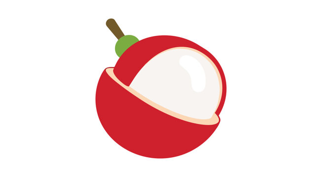 Fresh Matoa Fruit Illustration showing Red Skin and White Flesh Isolated on White Background