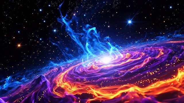 Colorful spiral nebula in deep space