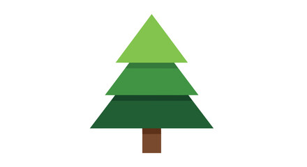 Obraz premium Minimalist Flat Design Green Pine Tree Illustration Isolated on White Background