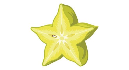 Fototapeta premium Fresh Yellow Starfruit Slice Carambola Illustration Isolated on White Background
