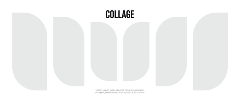 clean panoramic photo collage template featuring unique curved geometric frames in a horizontal layout
