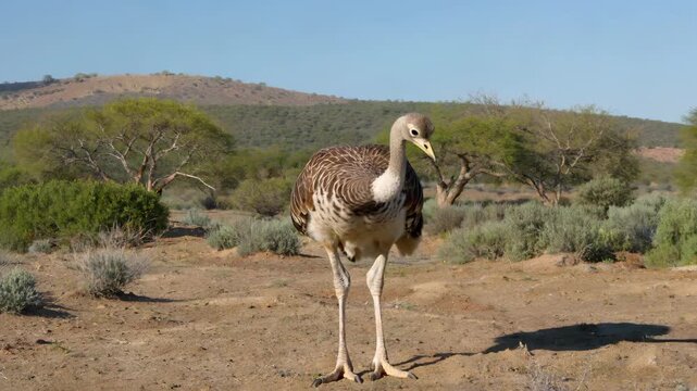 Steppe ostrich standing image African ostrich strolling in the wilderness