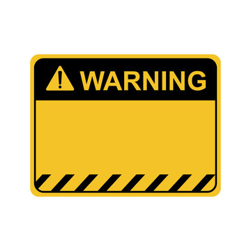 Yellow Warning Sign Template with Hazard Symbol and Copy Space