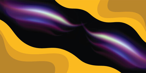 Abstract dark background with glowing purple neon light trails and mustard yellow organic wavy shapes. Modern futuristic design for technology banners and creative digital backdrops. © Uddin