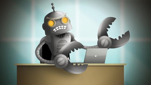 angry robot claw machine using computer