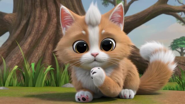 3D rendered cute kitten animation material cartoon kitten's cuteness