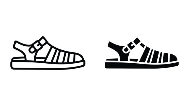 Black and white striped slip on sneaker shoe vector illustration