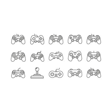 Collection of video game controllers