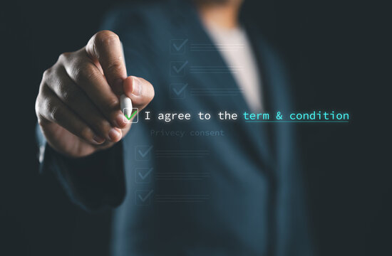 Privacy consent and GDPR compliance concept with agreement checkbox and cookie settings interface, representing personal data protection, transparency, and secure privacy control.