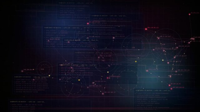 Digital Network Trace Route HUD Cybersecurity Background