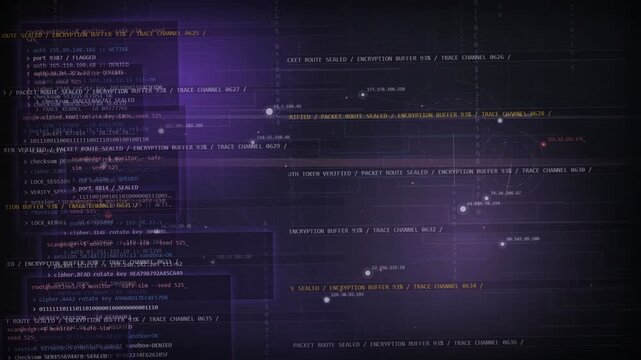 Futuristic Cyber Security Network Trace Route Interface