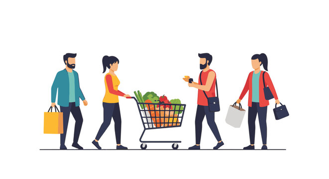 Flat design illustration of a diverse group of people collaborating in a modern workspace, featuring minimalist characters, clean lines, and a vibrant color palette for web design.