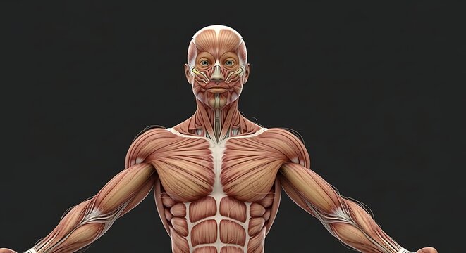 Human body anatomy muscle structure.