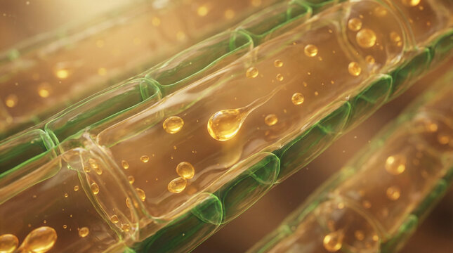 Plant Cells Micro-Nature Scientific Visualization of Phloem Sugar Flow in Plant Tissues