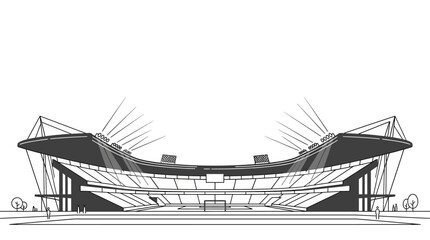 Architectural sketch of a large modern sports stadium. © Ari ortega
