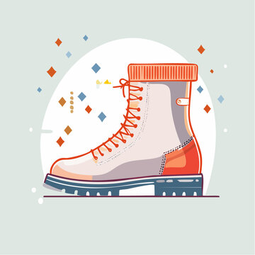 Illustration of a White and Orange Combat Boot