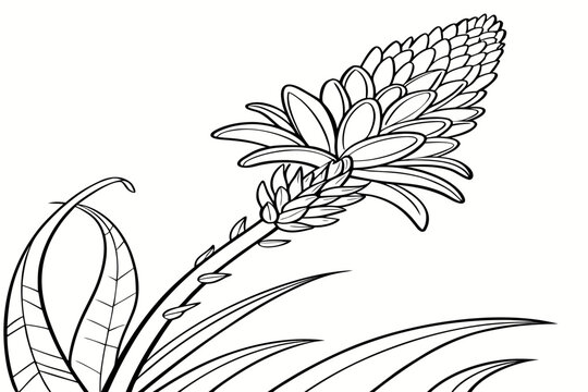 coloring page line art the bromelia flower black vector