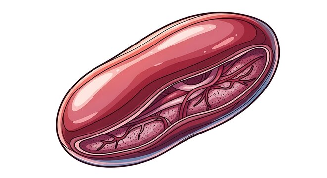 Detailed illustration of a kidney organ.