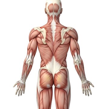 Human body muscle anatomy from behind.
