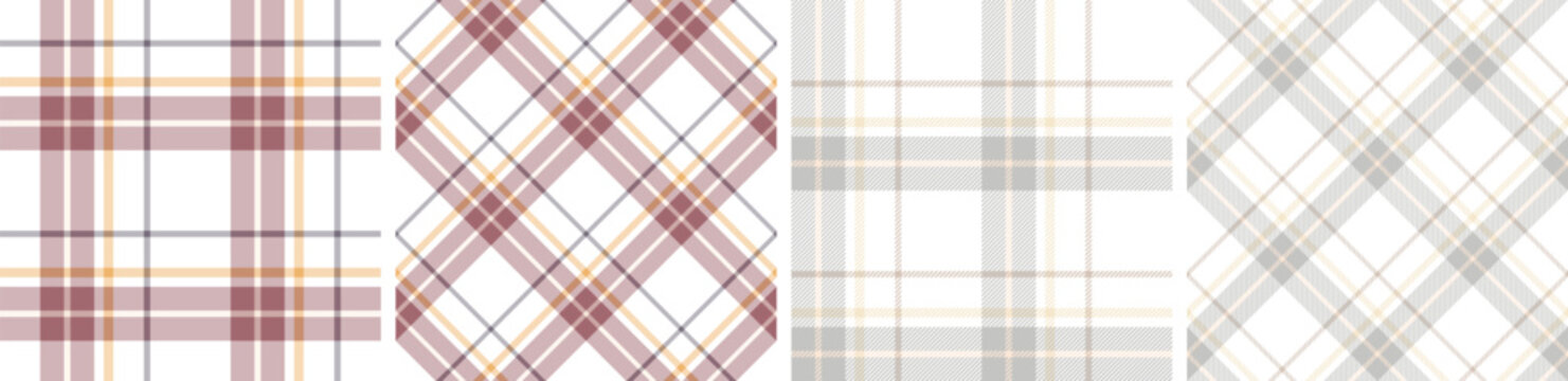 Plaid pattern set.tartan check fabric texture seamless pattern fashion design use for plaid fabric, flannel shirt, Background for garments textile. 