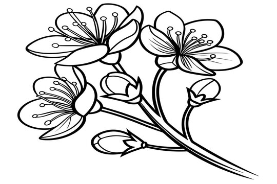coloring page line art the mochi flower black vector