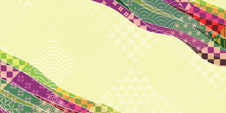 Colorful Japanese Traditional Pattern Decorative Wave Background