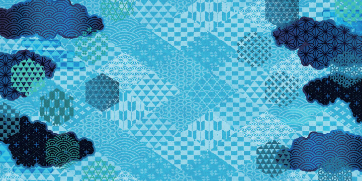 Elegant Japanese Traditional Blue Patterned Background