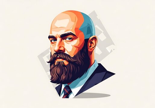 Stylized Portrait of a Bearded Man in Formal Attire.
