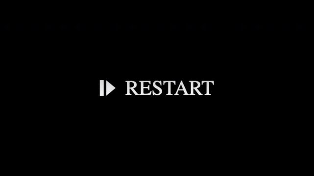 Restart Text Animation 8 Bit Pixel Style on Black Background with Alpha Channel Retro Video Game Motion Graphic 4k video