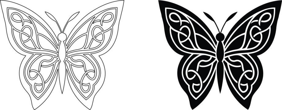 Beautiful butterfly vector icon featuring celtic knot pattern for decorative design work.