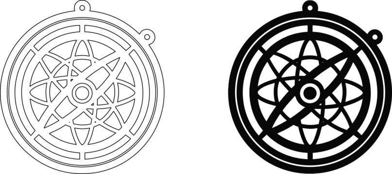 Astrolabe antique navigational instrument vector illustration. historical scientific tool.