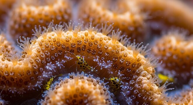 Close-up view of a textured sea creature's surface with small hairs and bumps