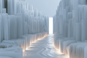 Fototapeta premium Maze of office folders with open doorway as process redesign concept