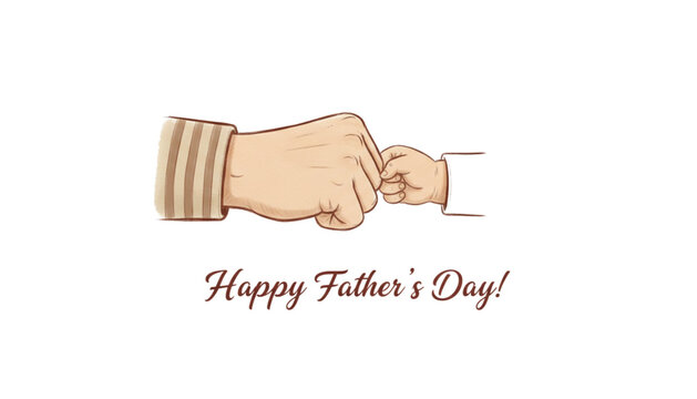 Father and Baby Hand Fist Bump Illustration for Happy Fathers Day Greeting Card Design