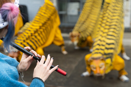 日本の祭り初午まつり火伏せの虎舞の祭り笛