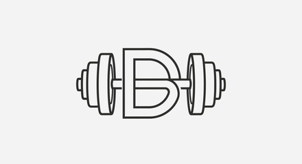 Letter B Logo with Dumbbell Elements, Fitness and Gym Icon © apip