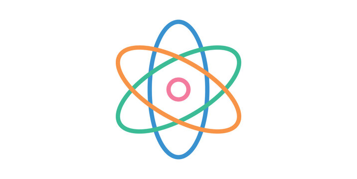 Atom Icon Logo in Physics.