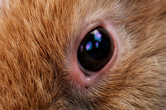 Abstract and texture of a close-up brown furry rabbit's eye